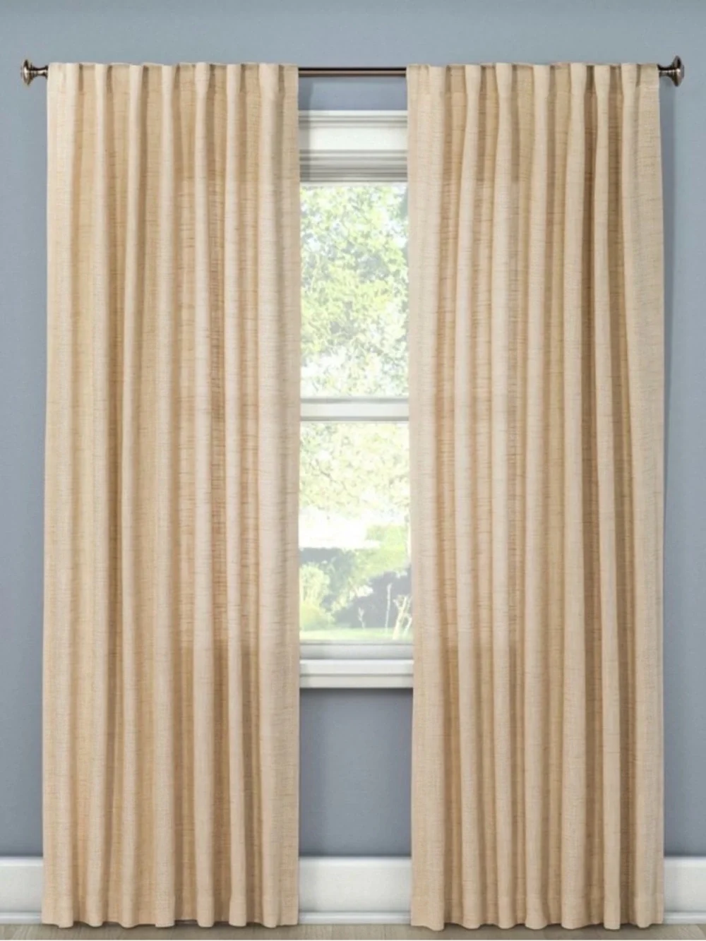 54”x95” Threshold Light Filtering Textured Window Curtain Panel in Cream NWT